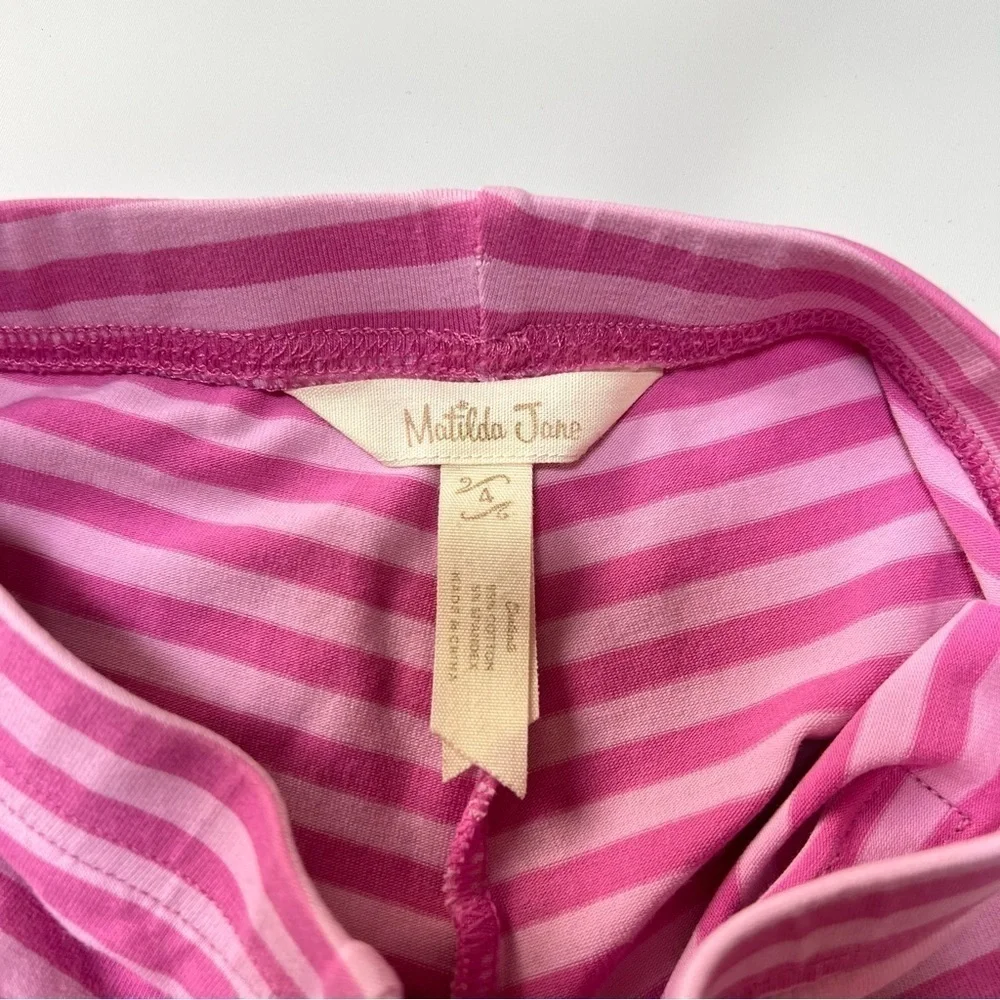 Matilda Jane Girls Size 4 Between The Pages Striped Ruffle Leggings Make Believe
